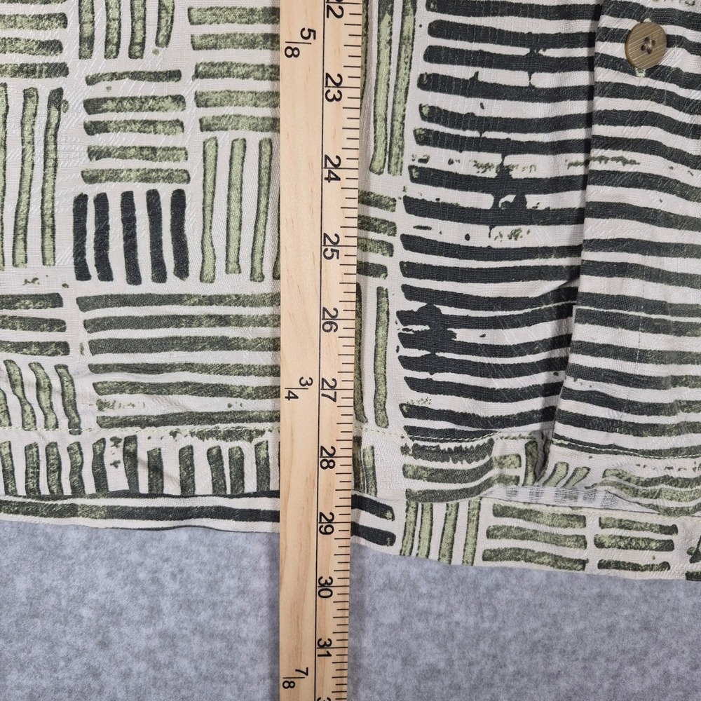 Tommy Bahama Button Up Shirt Mens Large Green 100% Silk Block Print Short Sleeve - Picture 7 of 7